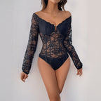 Lace V-Neck Long Sleeve Jumpsuit for Women