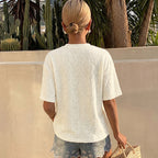 Simple Vacation Apricot Paisley Texture Jacquard T shirt