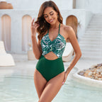 Printed Stitching One-piece Swimwear