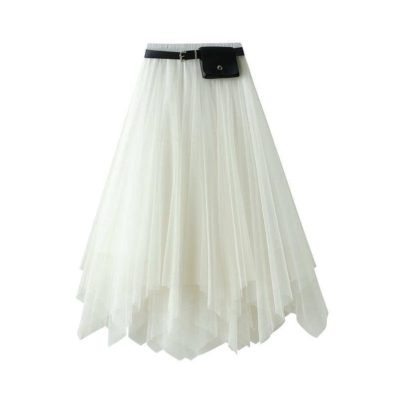 Irregular Asymmetric Spring Summer Mid-Length Black Skirt