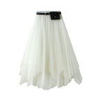 Irregular Asymmetric Spring Summer Mid-Length Black Skirt