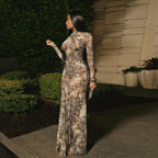 Personalized Snake Print Hollow Out Cutout Jumpsuit Dress