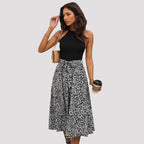 Leopard-Print Patchwork Halter Dress