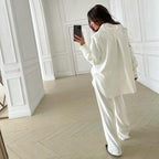Asymmetric Blazer & Wide-Leg Pants Set