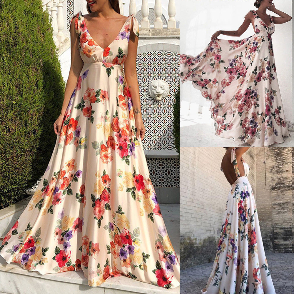 Printed Backless Camisole Dress