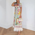 Women's Satin Short Sleeve Dress