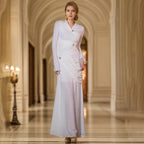 Women's Pleated Long-Sleeve Pullover Dress