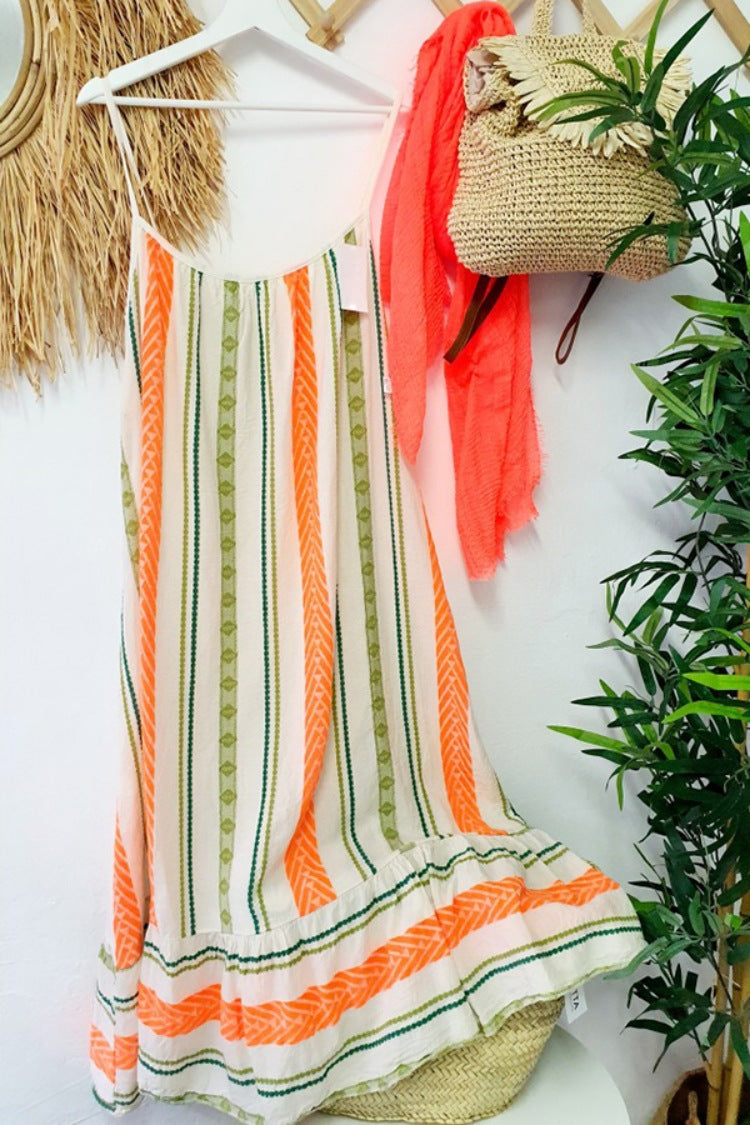 Bohemian Print Strap Loose Dress