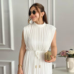 Lace-Up Turtleneck Midi Dress