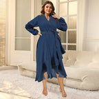 Plus Size Asymmetric Denim Midi Dress
