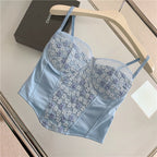 's Lace Boning Corset Camisole Short Top Underwear Padded Tube Top