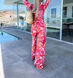 Set Lace-Up Printed Long Sleeved Top Pocket Trousers