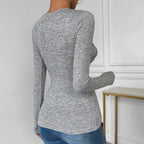 Women's Fall Women Clothing Twist Solid Color Long Sleeved Fitted T Shirt Women
