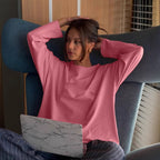 Women's Color Long Sleeved T-Shirt Loose Cotton Crew Neck Basic