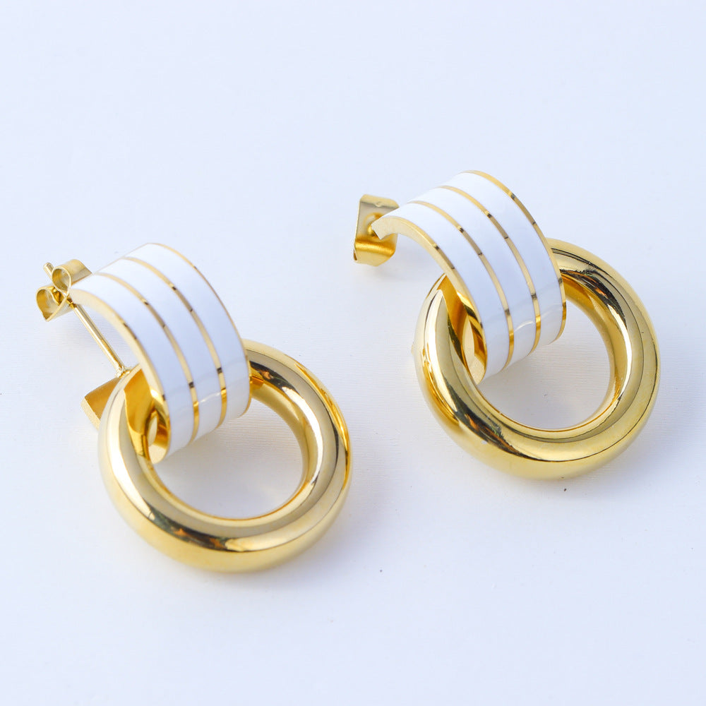 Women's Blue Titanium Steel Earrings