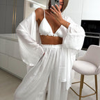 Ruffled Spaghetti Straps Vest Long Sleeve Cardigan