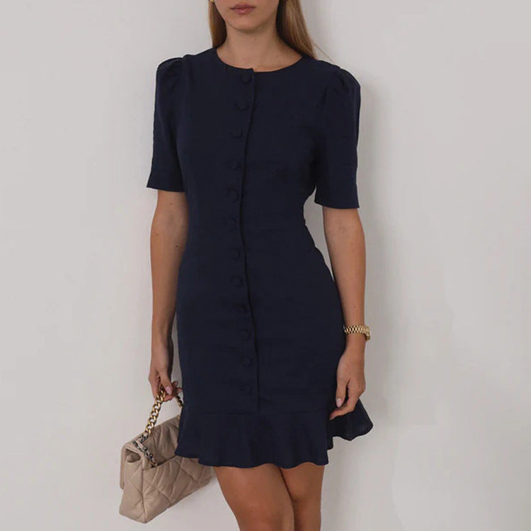 round Neck Single Breasted Short Sleeve Cardigan