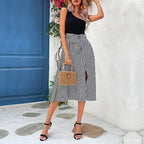 One-Shoulder Striped Stitching Dress