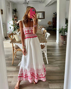 Lace-Printed Bohemian Maxi Dress