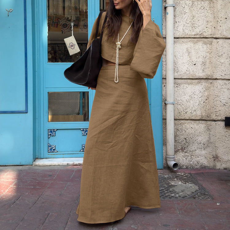 High-Waist Long Skirt & Top Set