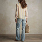 Women's Striped Ruffle V-Neck Blouse