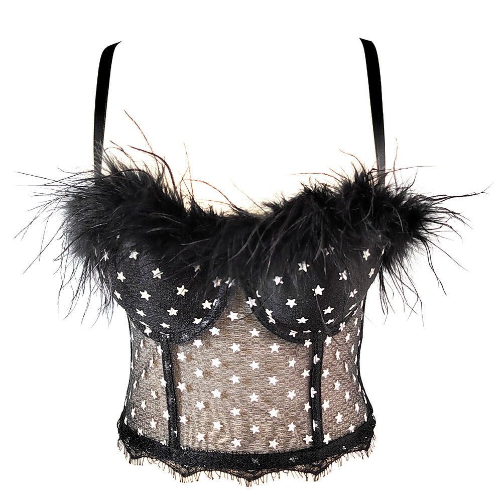 's Vest Feather Corset Waist Short Breathable Strap Body Shaping