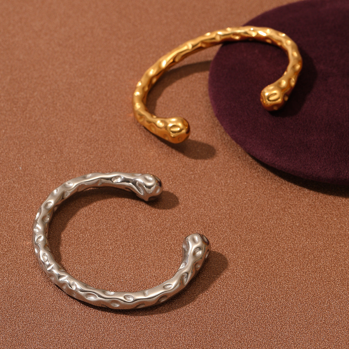 18K Gold Textured Titanium Steel Bracelet