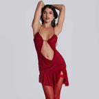 Halter Backless Printing Lace Up Dress