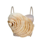 's Pleated Three Dimensional Floral Camisole Backless Slim Fit