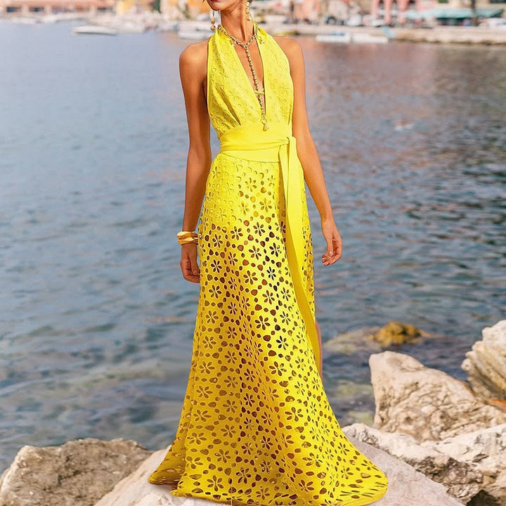 Neck Hollow One-piece Swimwear