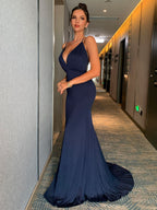 Women's Sexy V Neck Backless String Strap Dress Cocktail Evening Maxi Dress