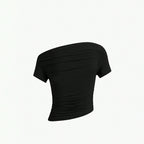 Women's Asymmetric Ruched One-Shoulder Crop Top