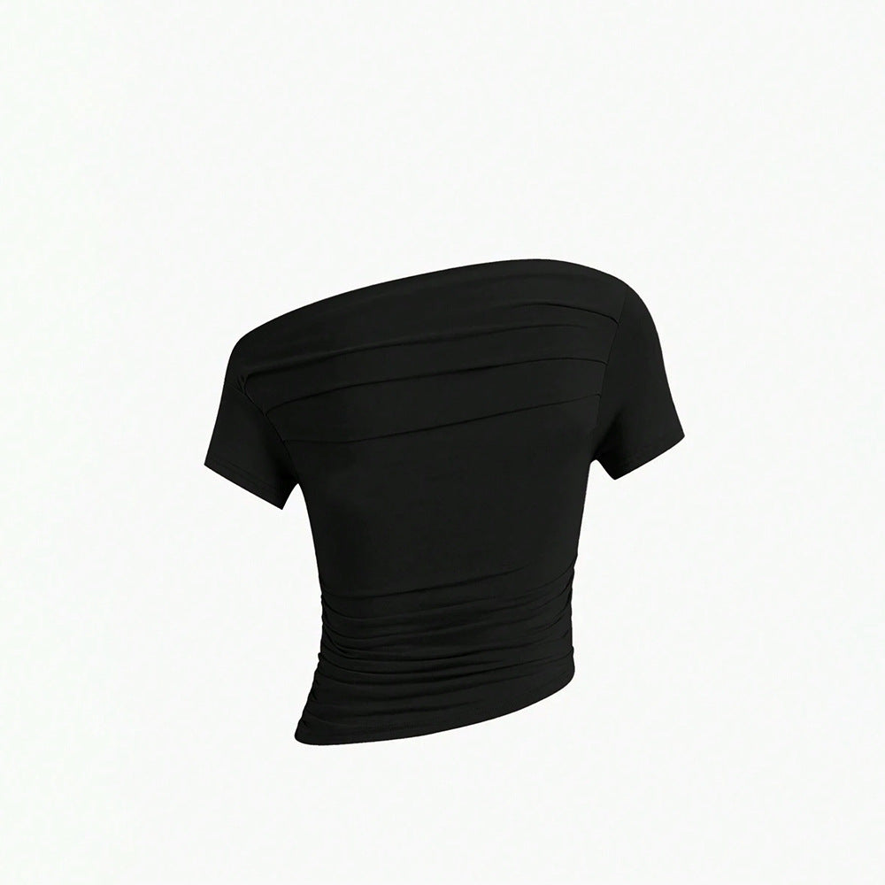 Women's Asymmetric Ruched One-Shoulder Crop Top