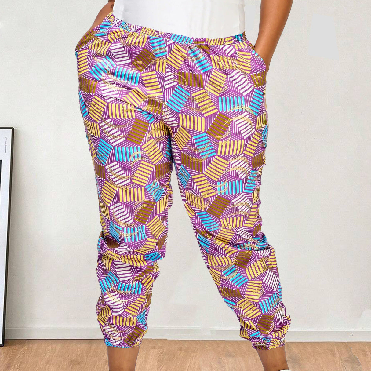 Women Clothing Autumn Casual Comfortable Loose Printing Oversized Trousers