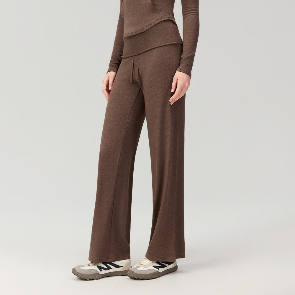 Women's Turn Up Athletic Trousers Loose Fitting Straight Leg Pants Yoga