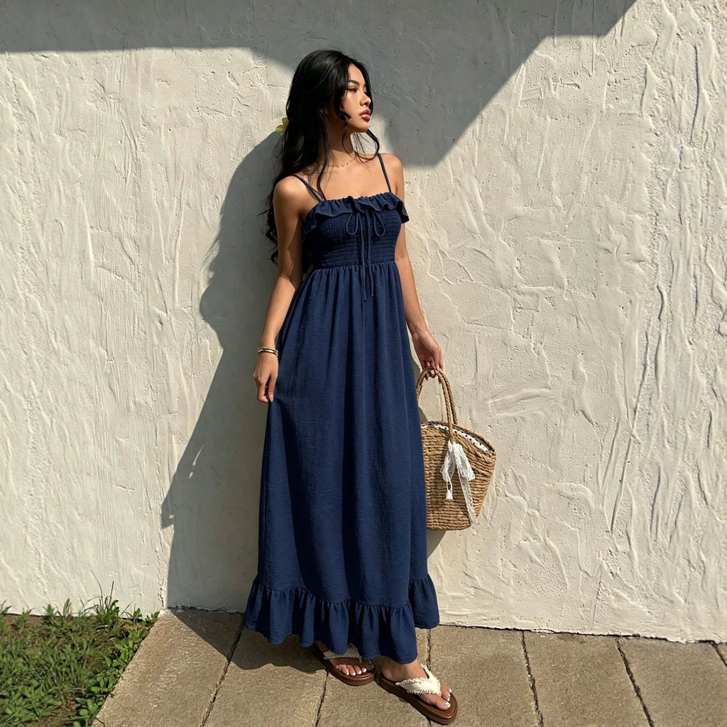 Women's Backless Ruffled Dress