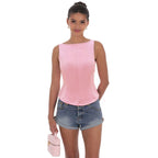 Women's Backless Waist-Detail Sleeveless Vest Top