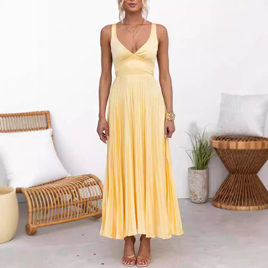 Strappy Folding Satin Strappy Elegant Party Dress