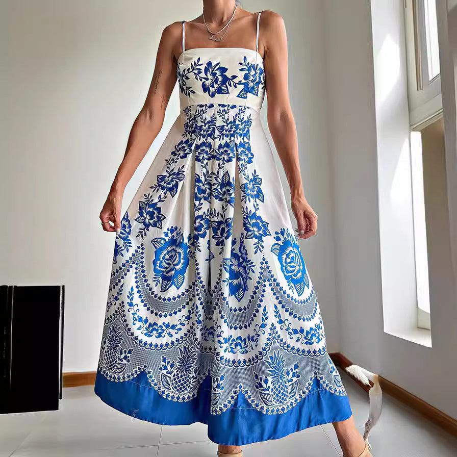 Strappy Ethnic Symmetrical Printed Dress