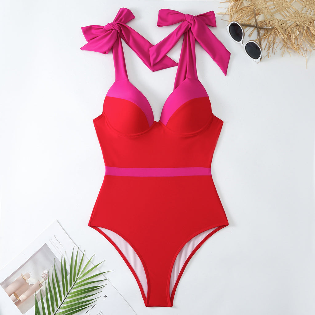 Solid Color One-piece Swimwear
