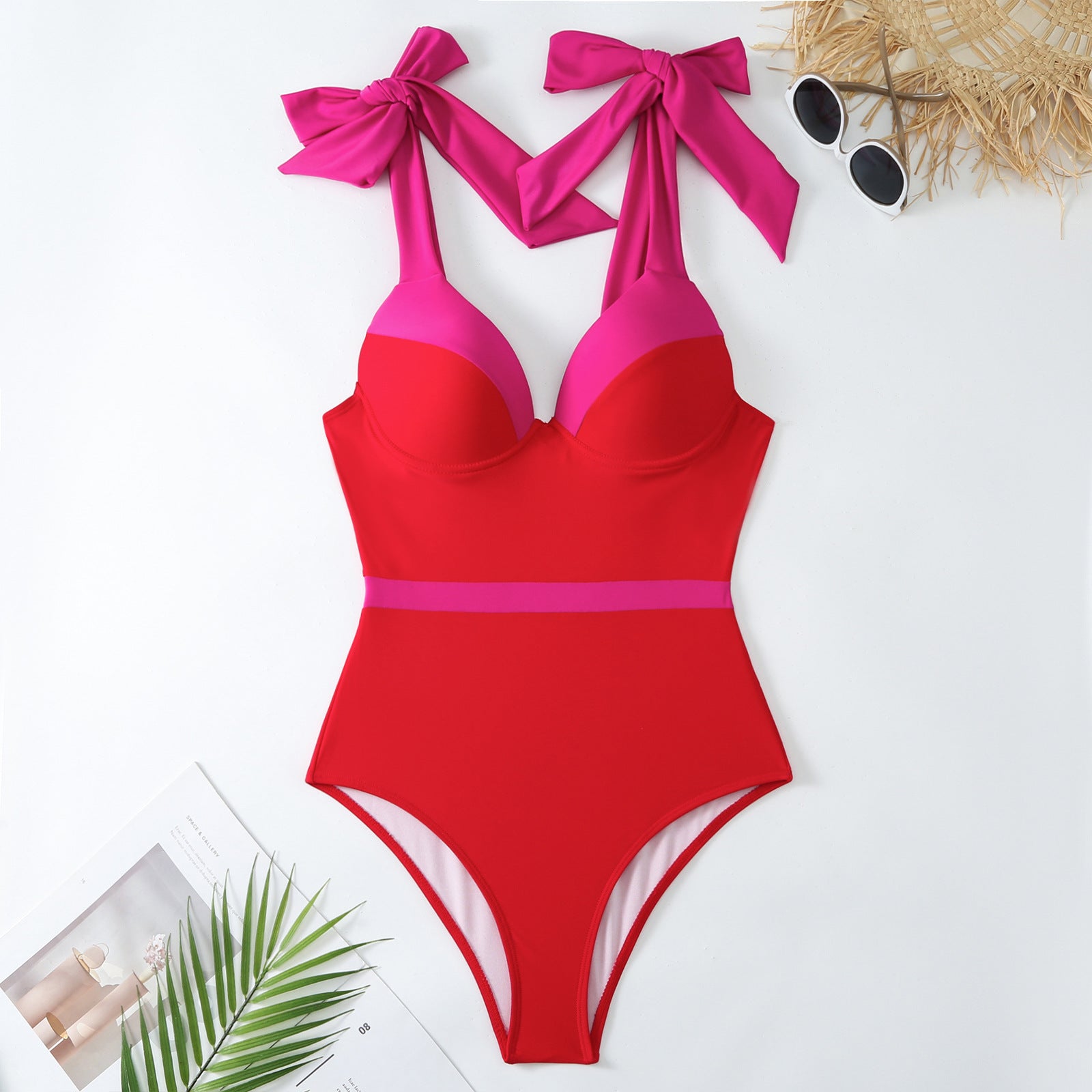 Solid Color One-piece Swimwear