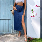 Side Split Denim Skirt