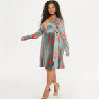 Plus-Size Floral Pleated Dress
