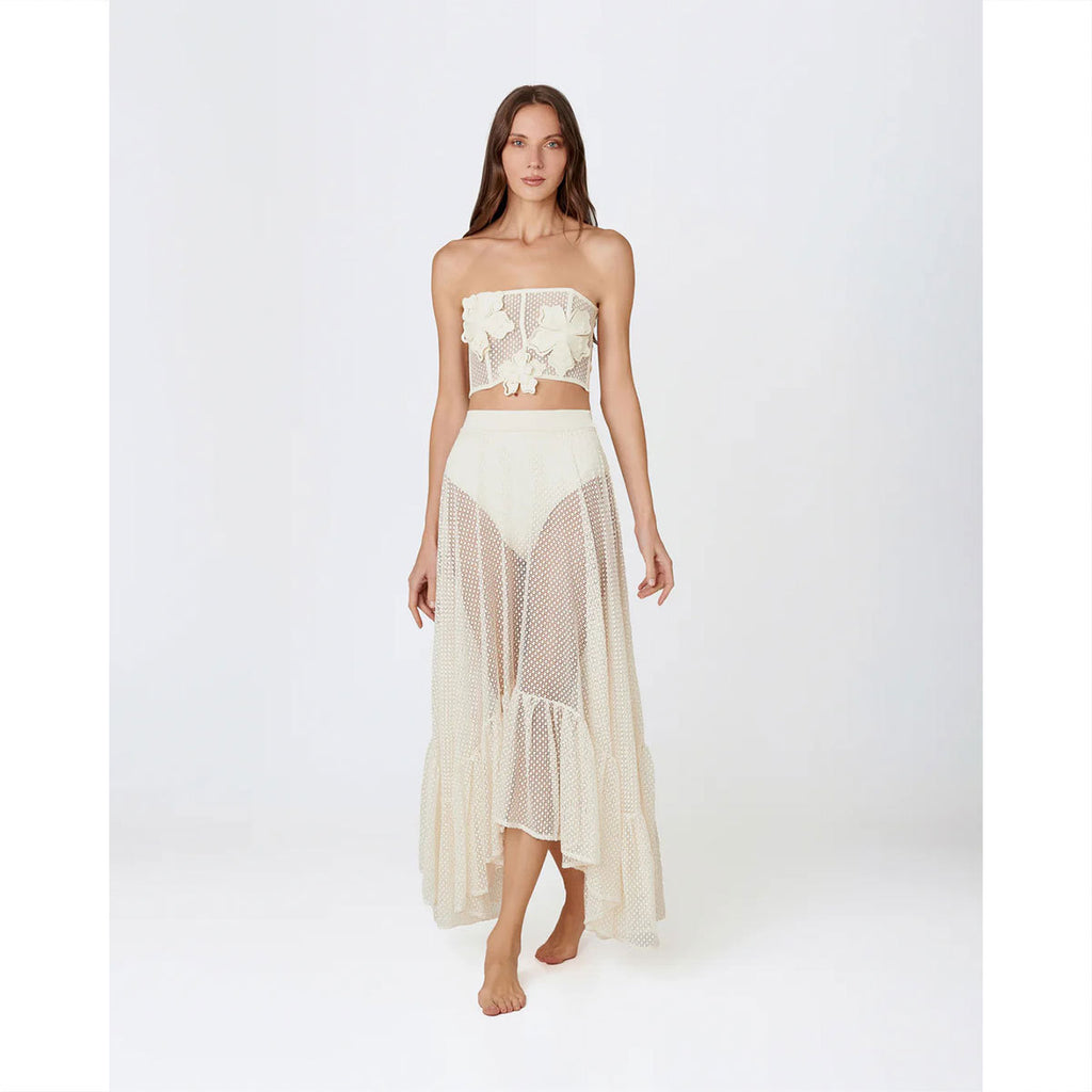Women's Cutout Tube-Top Bikini Skirt Set