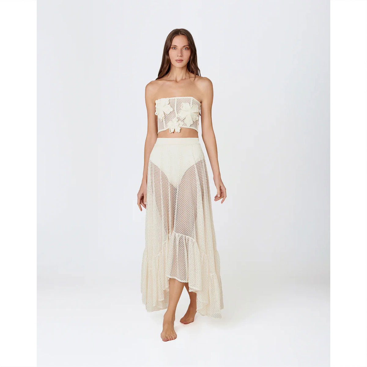 Women's Cutout Tube-Top Bikini Skirt Set