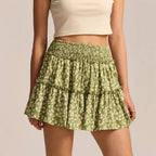 Floral Lined A Line High Quality Smocking Tight Shorts