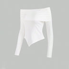 Women's Off Shoulder T-Shirt Slimming Bottoming Shirt