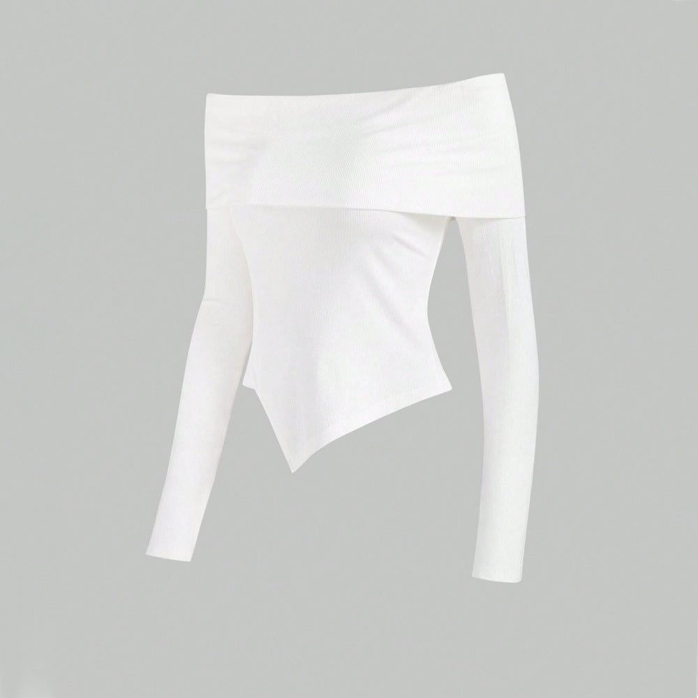 Women's Off Shoulder T-Shirt Slimming Bottoming Shirt