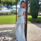 Women's Off-Shoulder Crop Top & Maxi Skirt Two-Piece Set