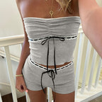 Lace Bow Casual Comfortable Short Homewear Pajamas Modal Tube Top Shorts